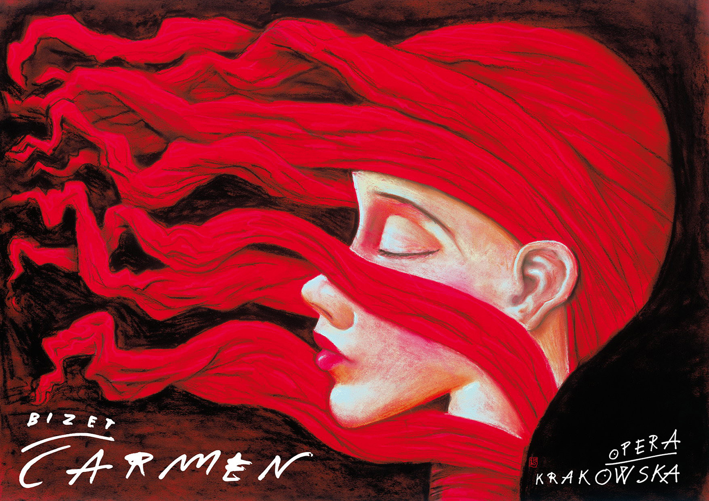 Leszka Żebrowskiego plakat do opery Carmen Bizeta dla Opery Krakowskiej