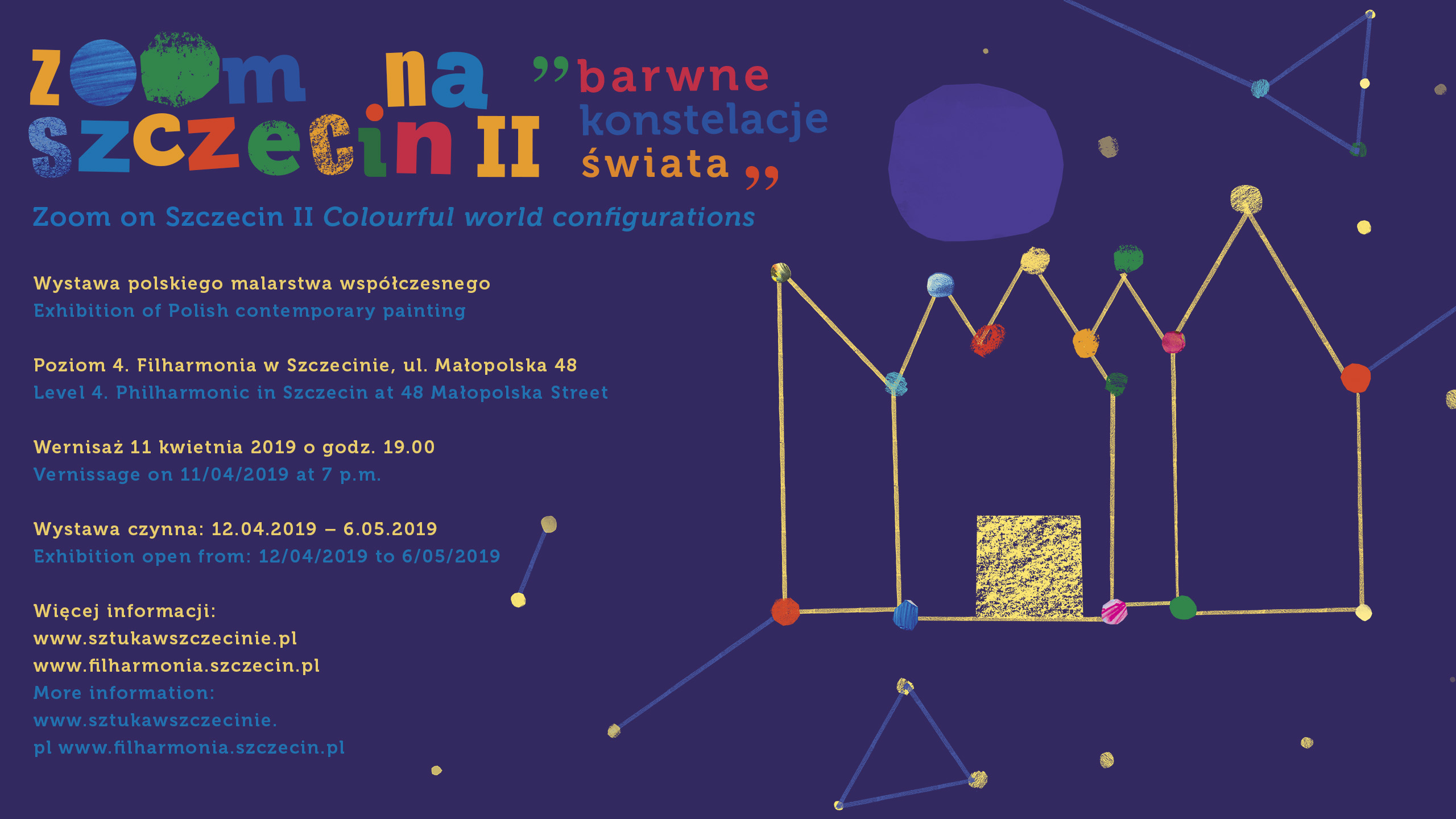 Projekt plakatu do Zoom na Szczecin II Barwne konstelacje świata w 2019 wykonała w tym roku Pani dr Justyna Machnicka