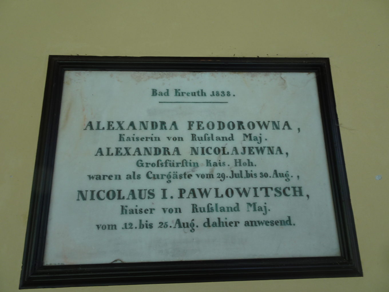 Tablica upamiętniająca pobyt w Bad Kreuth cara Rosji Mikołaja I z rodziną w 1838 roku