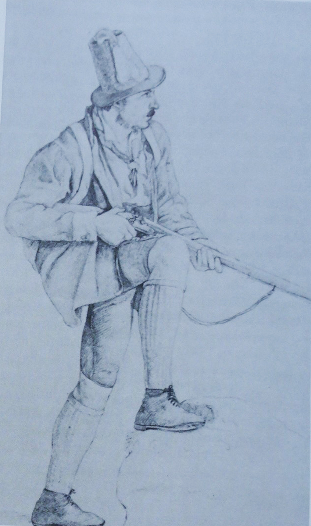 Wirth, Myśliwy z Tegernsee, 1811, rysunek ołówkiem na papierze, reprodukcja w: H. Halmbacher, Das Tegernsee Tal in historischen Bildern, Hausham 1982, t. 2, s. s. 291