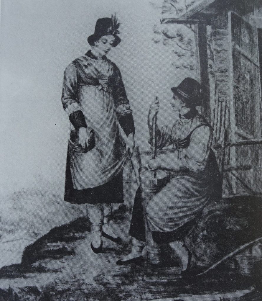 Autor anonimowy, Pasterki alpejskie, około 1825, litografia ze zbioru Lipowsky, reprodukcja w: H. Halmbacher, Das Tegernsee Tal in historischen Bildern, Hausham 1982, t. 2, s. 610