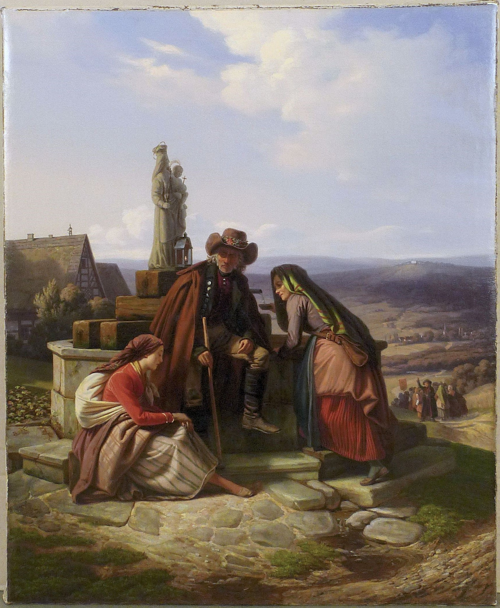 Ludwig Most, Bawarscy chłopi podczas pielgrzymki do Maria-Culm, 1843, olej na płótnie, obraz po konserwacji, Muzeum Narodowe w Szczecinie