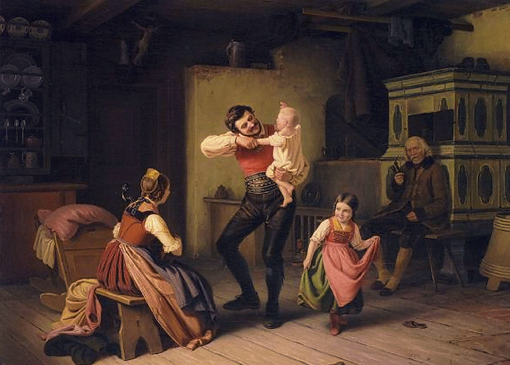 Ludwig Most, Tyrolska scena rodzinna, 1845, olej na płótnie, Muzeum Narodowe w Szczecinie