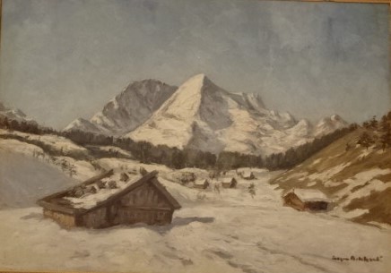 Alpy zimą, nie datowany, olej na płótnie, własność doktora Zygmunta Niedźwiedzia