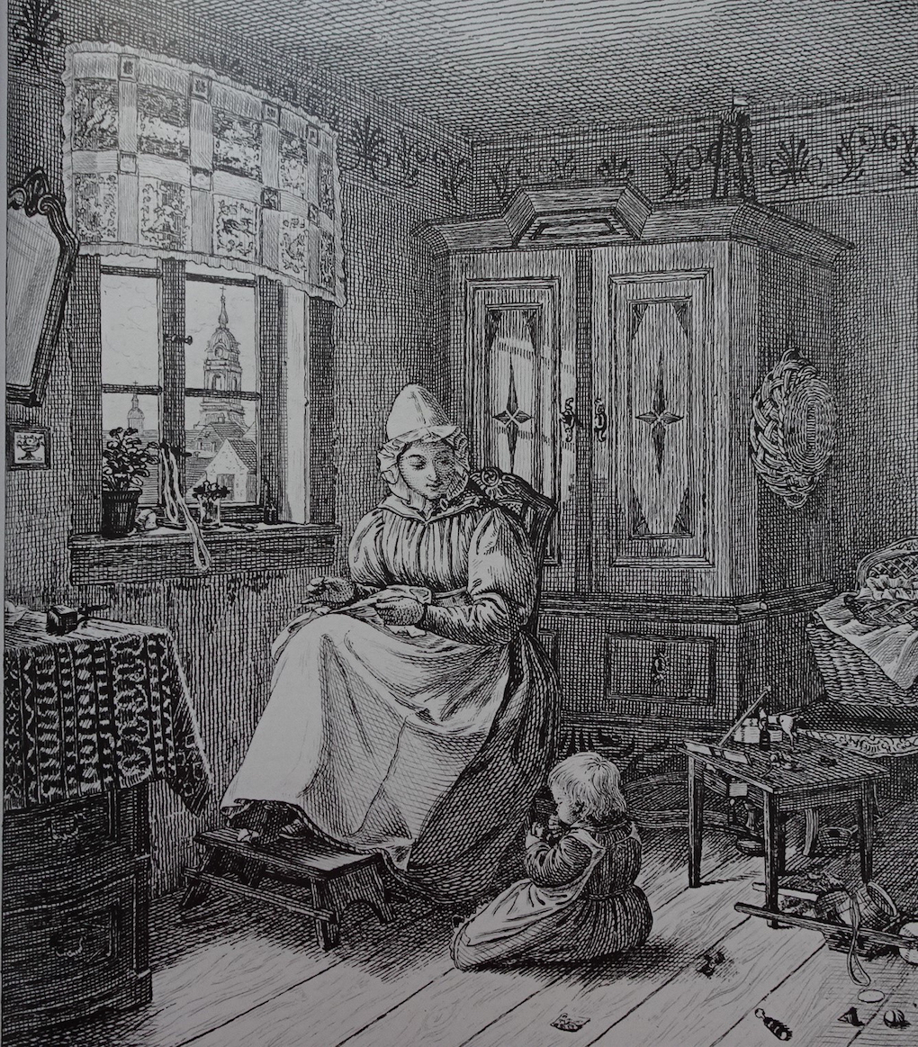 Pötschke według Ludwiga Mosta, Matka z dzieckiem, 1833, miedzioryt, akwaforta na papierze, rycina reprodukcyjna, Muzeum Narodowe w Szczecinie