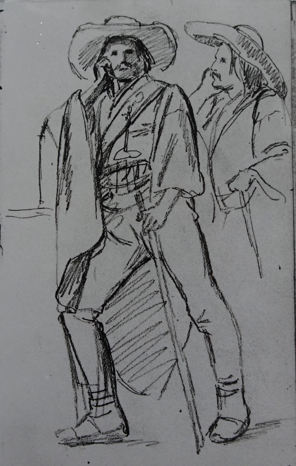 Ludwig Most, Szkice do portretu Michela Labarziena, 1840, ołówek na papierze welinowym, Szkicownik nr VI, karta 49, Muzeum Narodowe w Szczecinie