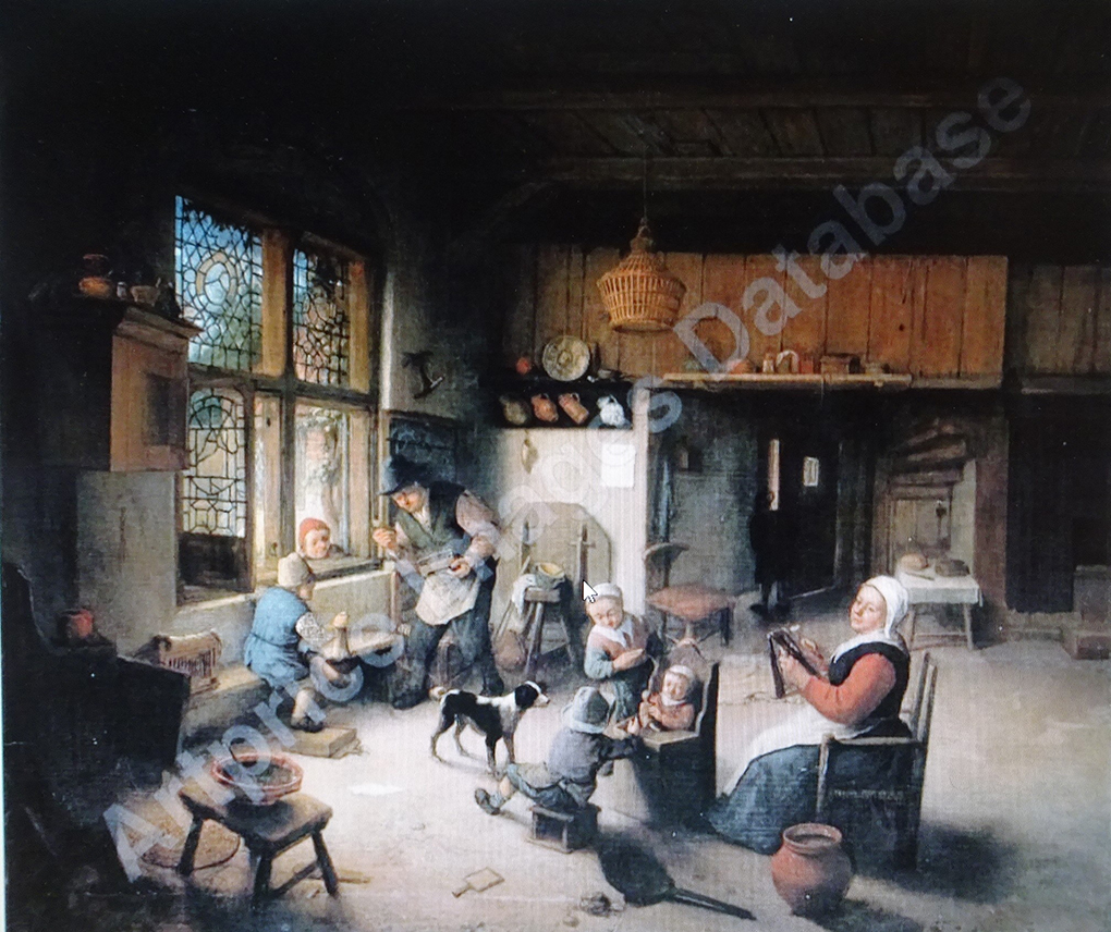 Adriaen van Ostade, Wiejska rodzina we wnętrzu, nie datowany, olej na płótnie,  https://www.artprice.com/artist/21747/adriaen-ostade-van/painting/547361/a-peasant-family-in-an-interior?p=9 – dostęp 19.02.2020