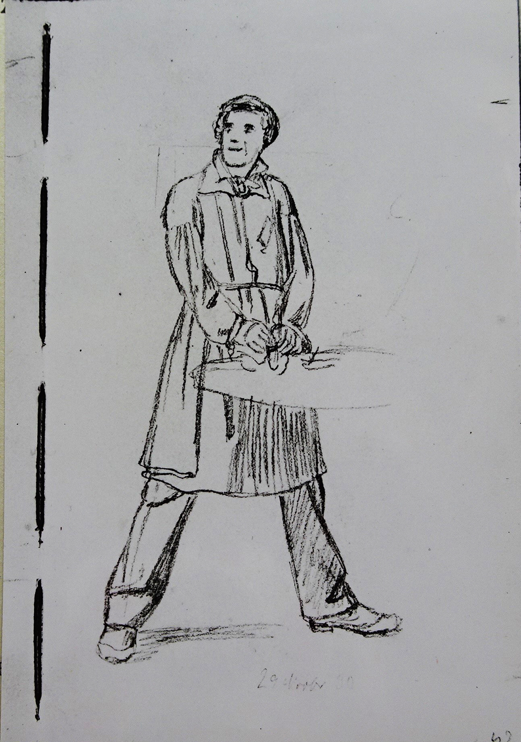 Ludwig Most, Studium studenta, 29 listopada 1830, ołówek, papier welinowy, rysunek w szkicowniku nr III, karta 42, Muzeum Narodowe w Szczecinie