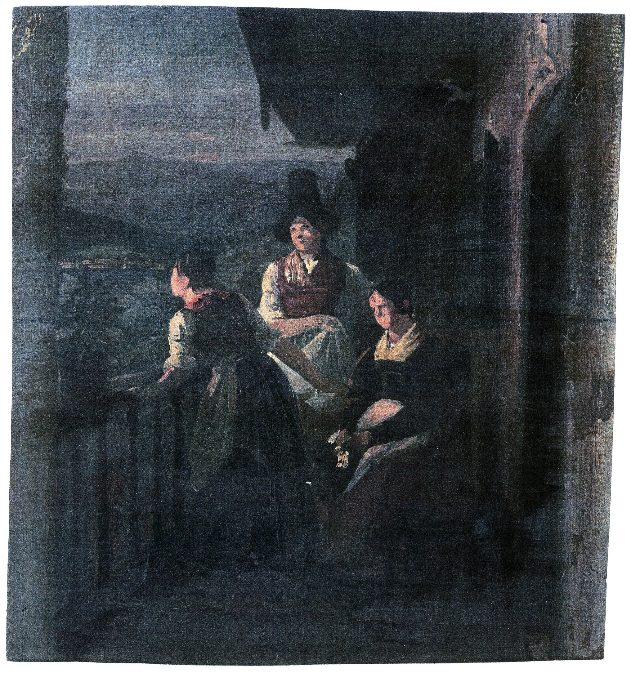 Ludwig Most, Wieczór w Tyrolu, studium do obrazu Wieczór w Tyrolu, 1842, olej na papierze, Muzeum Narodowe w Szczecinie