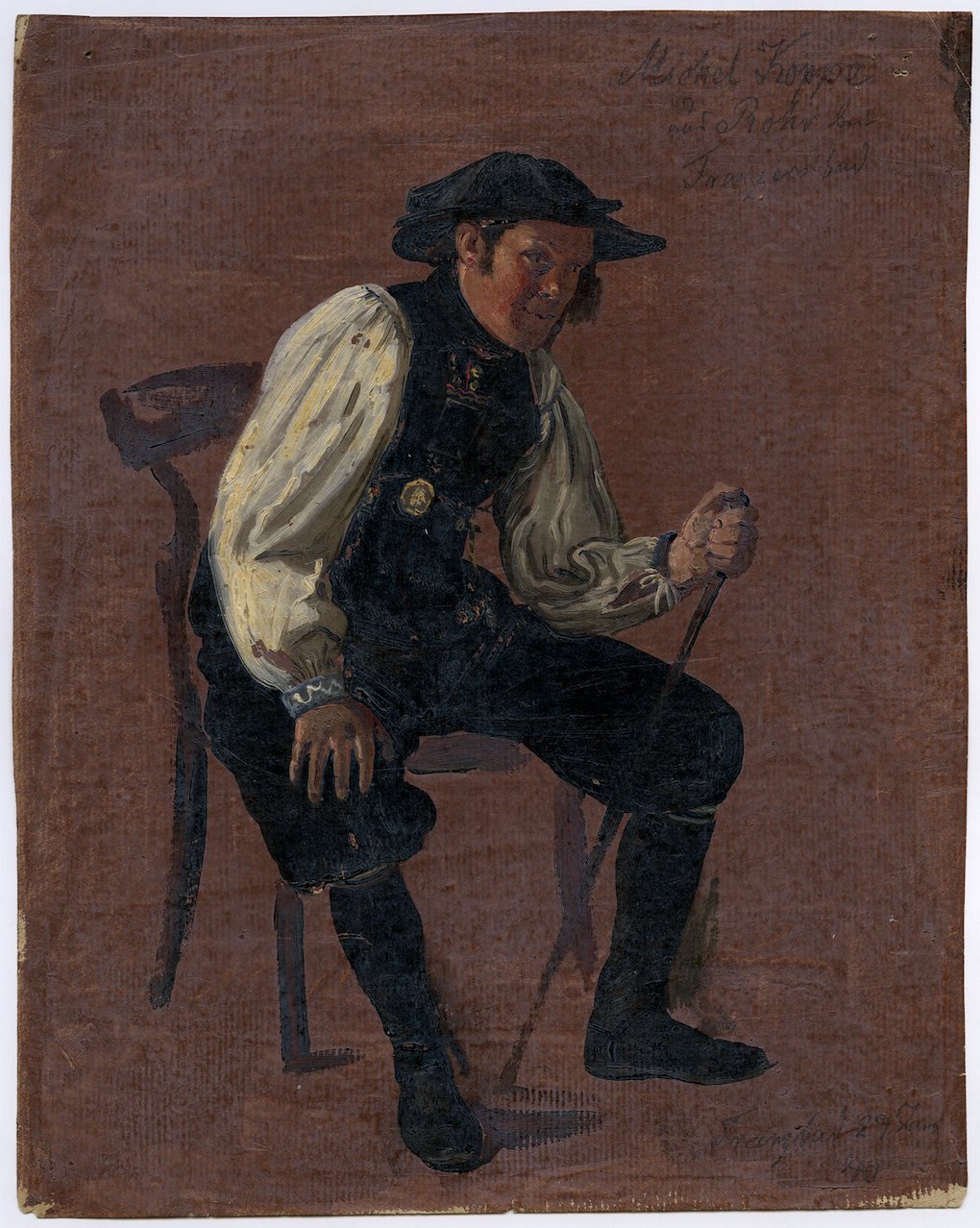 Ludwig Most, Portret siedzącego Michaela Koppe, 29 czerwca 1840, studium olejne na papierze, Muzeum Narodowe w Szczecinie