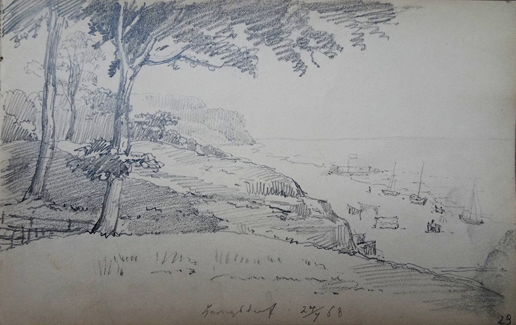 Ludwig Most, Heringsdorf, 24.07.1868, ołówek, papier welinowy, Szkicownik nr 14, karta 29, Muzeum Narodowe w Szczecinie