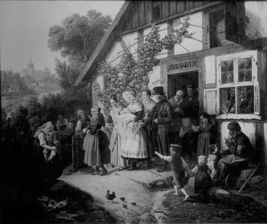 Ludwig Most, Chrzest we wsi, 1840, olej, płótno, fotografia archiwalna, Muzeum Narodowe w Szczecinie